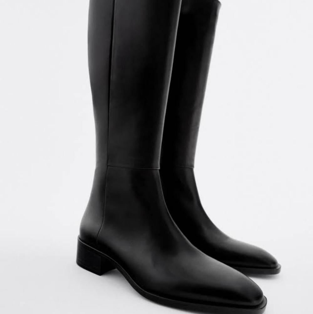 Zara black leather boots